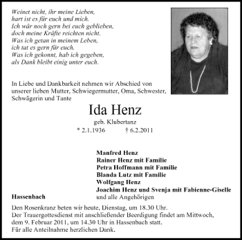 Anzeige von Ida Henz von MGO