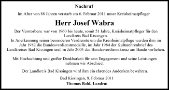Anzeige von Josef Wabra von MGO