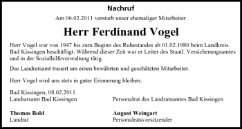 Anzeige von Ferdinand Vogel von MGO