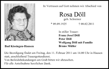 Anzeige von Rosa Döll von MGO