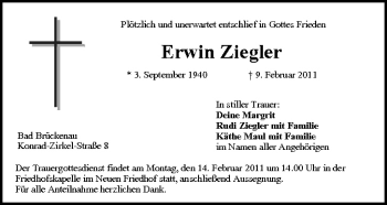 Anzeige von Erwin Ziegler von MGO