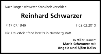 Anzeige von Reinhard Schwarzer von MGO