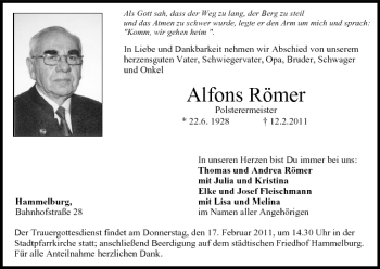 Anzeige von Alfons Römer von MGO