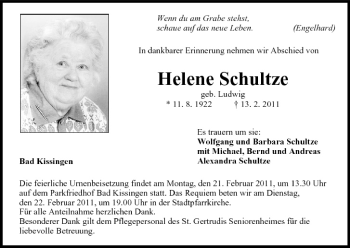 Anzeige von Helene Schultze von MGO