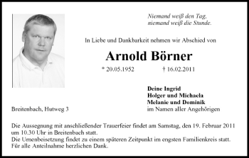 Anzeige von Arnold Börner von MGO