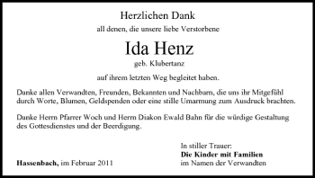 Anzeige von Ida Henz von MGO