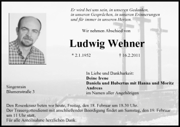 Anzeige von Ludwig Wehner von MGO