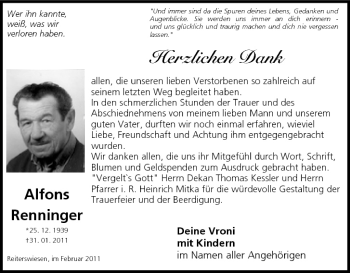 Anzeige von Alfons Renninger von MGO
