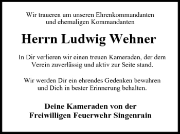 Anzeige von Ludwig Wehner von MGO