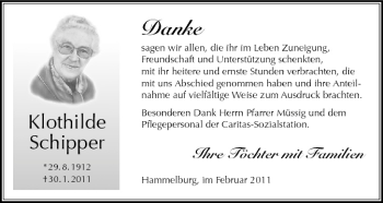 Anzeige von Klothilde Schipper von MGO