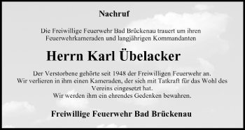 Anzeige von Karl Übelacker von MGO