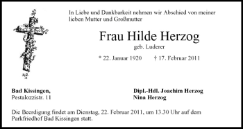 Anzeige von Hilde Herzog von MGO