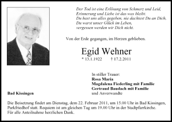 Anzeige von Egid Wehner von MGO