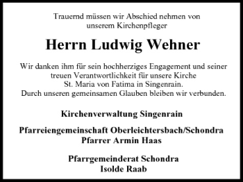 Anzeige von Ludwig Wehner von MGO
