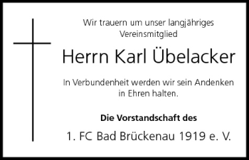 Anzeige von Karl Übelacker von MGO