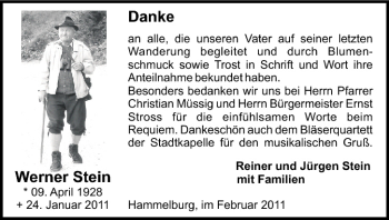 Anzeige von Werner Stein von MGO