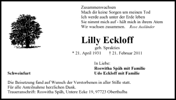 Anzeige von Lilly Eckloff von MGO