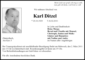 Anzeige von Karl Ditzel von MGO