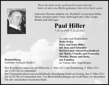 Anzeige von Paul Hiller von MGO