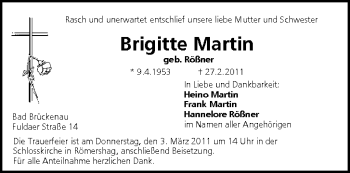 Anzeige von Brigitte Martin von MGO
