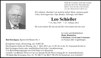 Anzeige von Leo Schießer von MGO