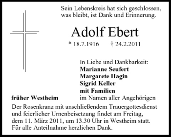 Anzeige von Adolf Ebert von MGO