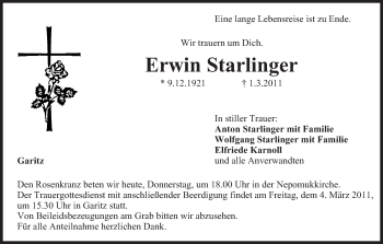 Anzeige von Erwin Starlinger von MGO