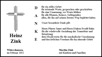 Anzeige von Heinz Zink von MGO