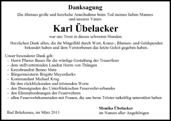 Anzeige von Karl Übelacker von MGO