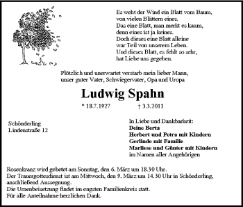 Anzeige von Ludwig Spahn von MGO