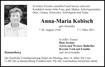 Anzeige von Anna-Maria Kobisch von MGO