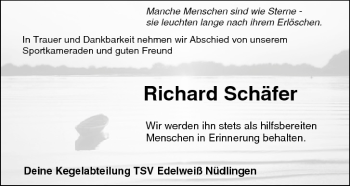 Anzeige von Richard Schäfer von MGO