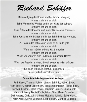 Anzeige von Richard Schäfer von MGO