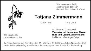 Anzeige von Tatjana Zimmermann von MGO