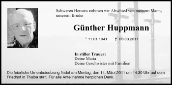 Anzeige von Günther Huppmann von MGO