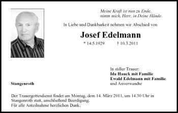 Anzeige von Josef Edelmann von MGO