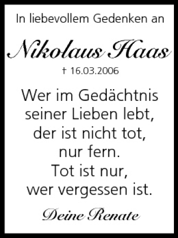 Anzeige von Nikolaus Haas von MGO