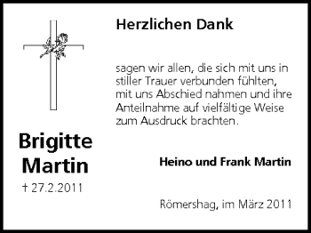 Anzeige von Brigitte Martin von MGO