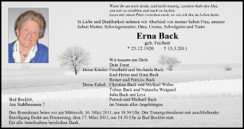 Anzeige von Erna Back von MGO