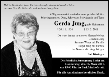 Anzeige von Gerda Jung von MGO