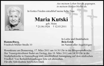 Anzeige von Maria Kutski von MGO