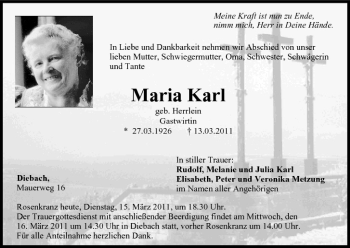 Anzeige von Maria Karl von MGO