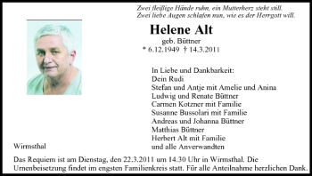 Anzeige von Helene Alt von MGO