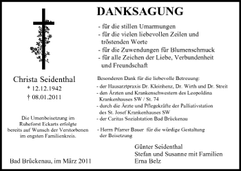 Anzeige von Christa Seidenthal von MGO