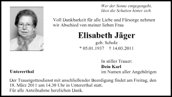 Anzeige von Elisabeth Jäger von MGO