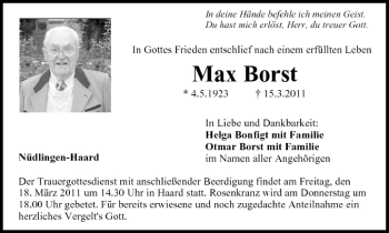 Anzeige von Max Borst von MGO