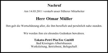 Anzeige von Ottmar Müller von MGO