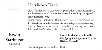 Anzeige von Erwin Starlinger von MGO