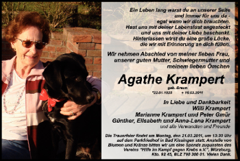 Anzeige von Agathe Krampert von MGO