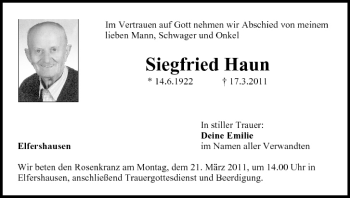 Anzeige von Siegfried Haun von MGO